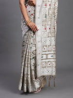 Thumbnail for Astita Linen Cotton Beige Saree
