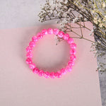 Thumbnail for NVR Men & Women Pink Marble Crystal Beaded Elasticated Bracelet - Distacart