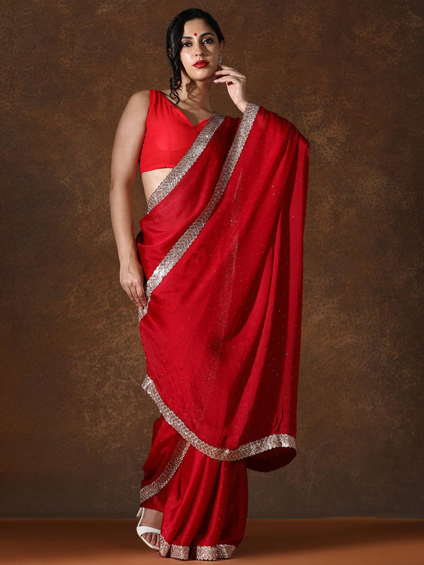 Mitera Beads and Stones Pure Chiffon Saree - Distacart
