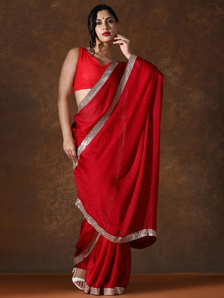 Mitera Beads and Stones Pure Chiffon Saree - Distacart