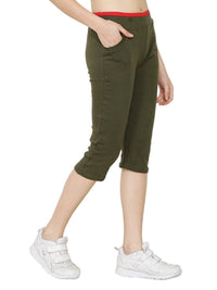 Thumbnail for Asmaani Olive Green Color Capri Type with Two Side Pockets.