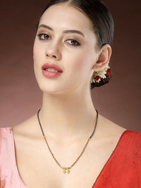 Thumbnail for NVR Women's Gold-Plated Black Beaded Mangalsutra