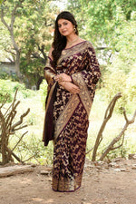 Thumbnail for Joban Fashion Plum Purple Banarasi Soft Pure Handloom Banarasi Silk Saree