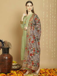 Thumbnail for Aastha Fashion Women's Green Chanderi Silk Elegant Jardoshi Semi Kurta with Trouser & Dupatta - Distacart