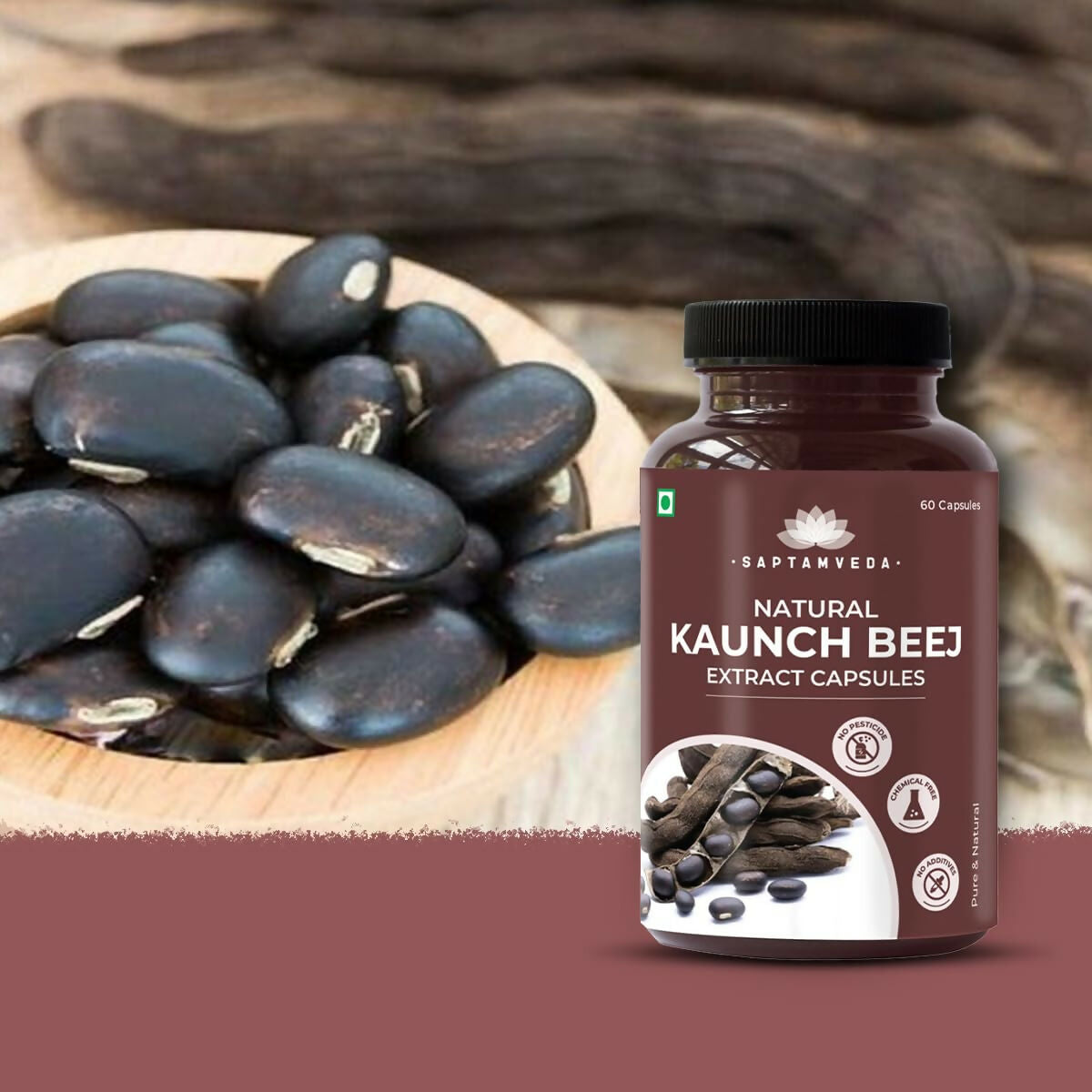 Saptamveda Natural Kaunch Beej Extract Capsules - Distacart
