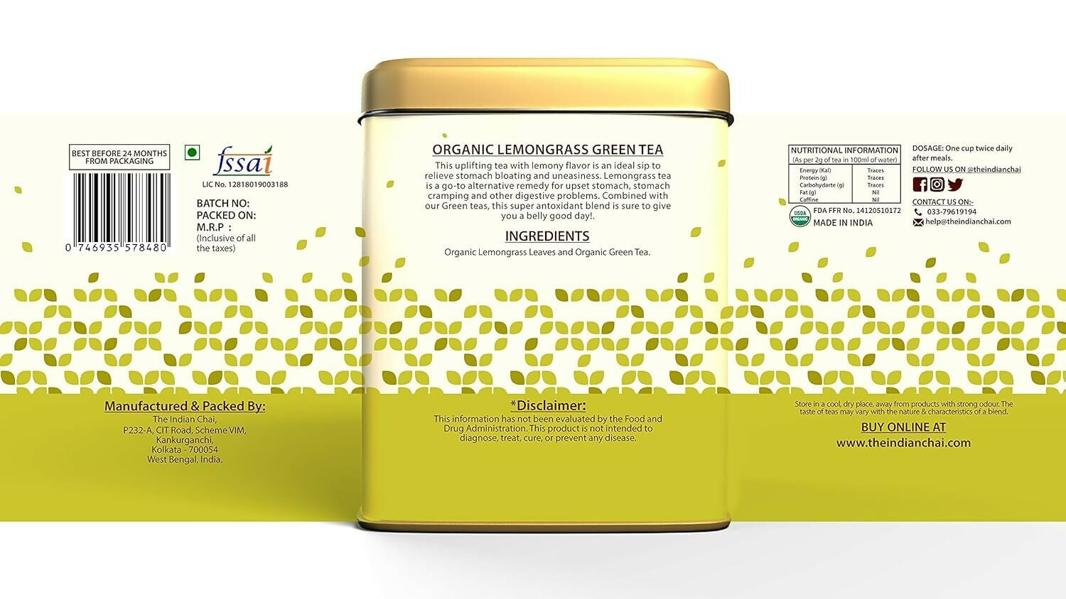 The Indian Chai - Organic Lemongrass Green Tea - Distacart
