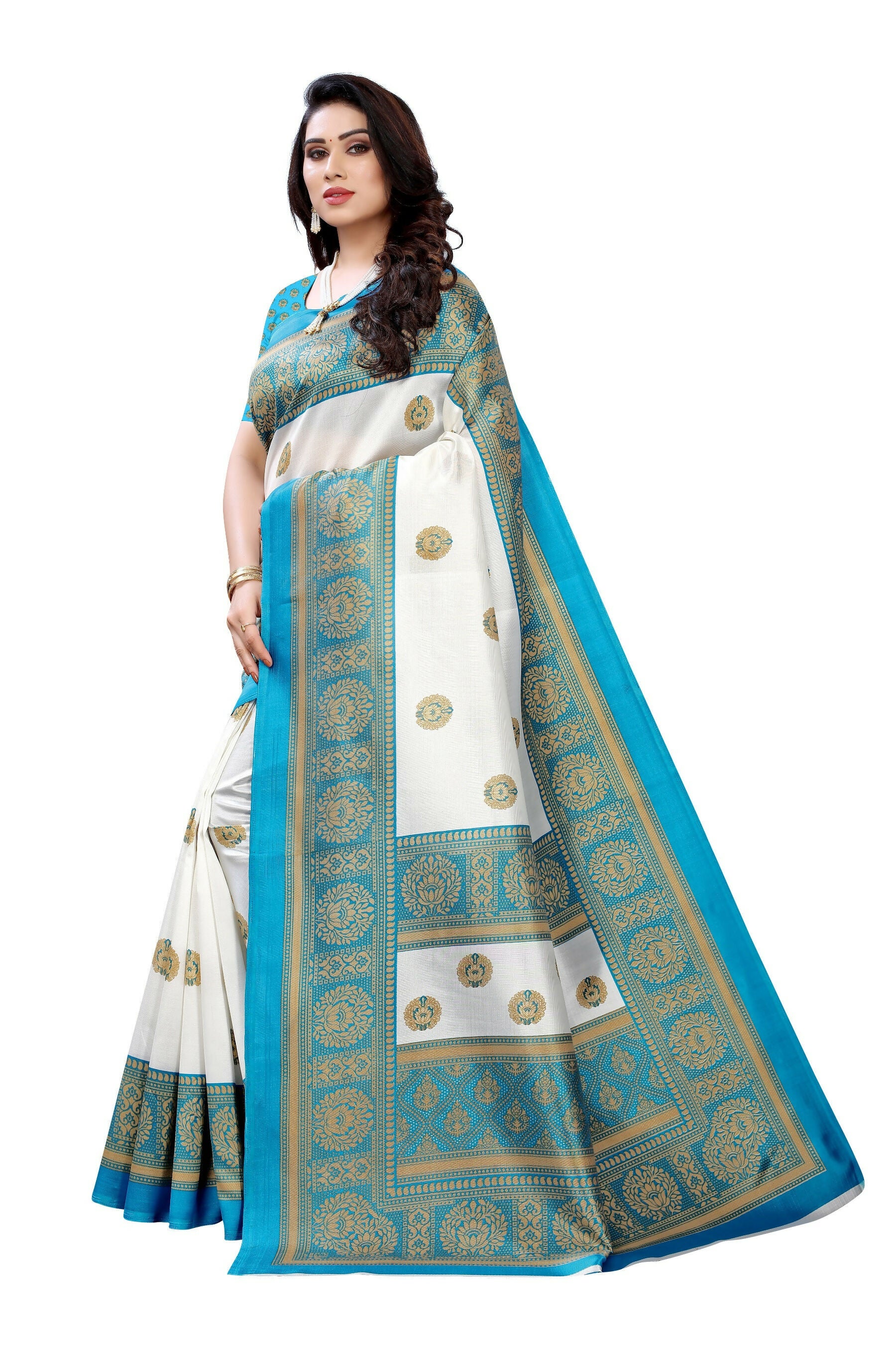 Vamika Rama Green Printed Art Silk Saree - Distacart