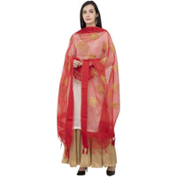 Thumbnail for A R SILK TISSUE ZARI EMB. Fancy Dupatta Mehroon Color Dupatta or Chunni