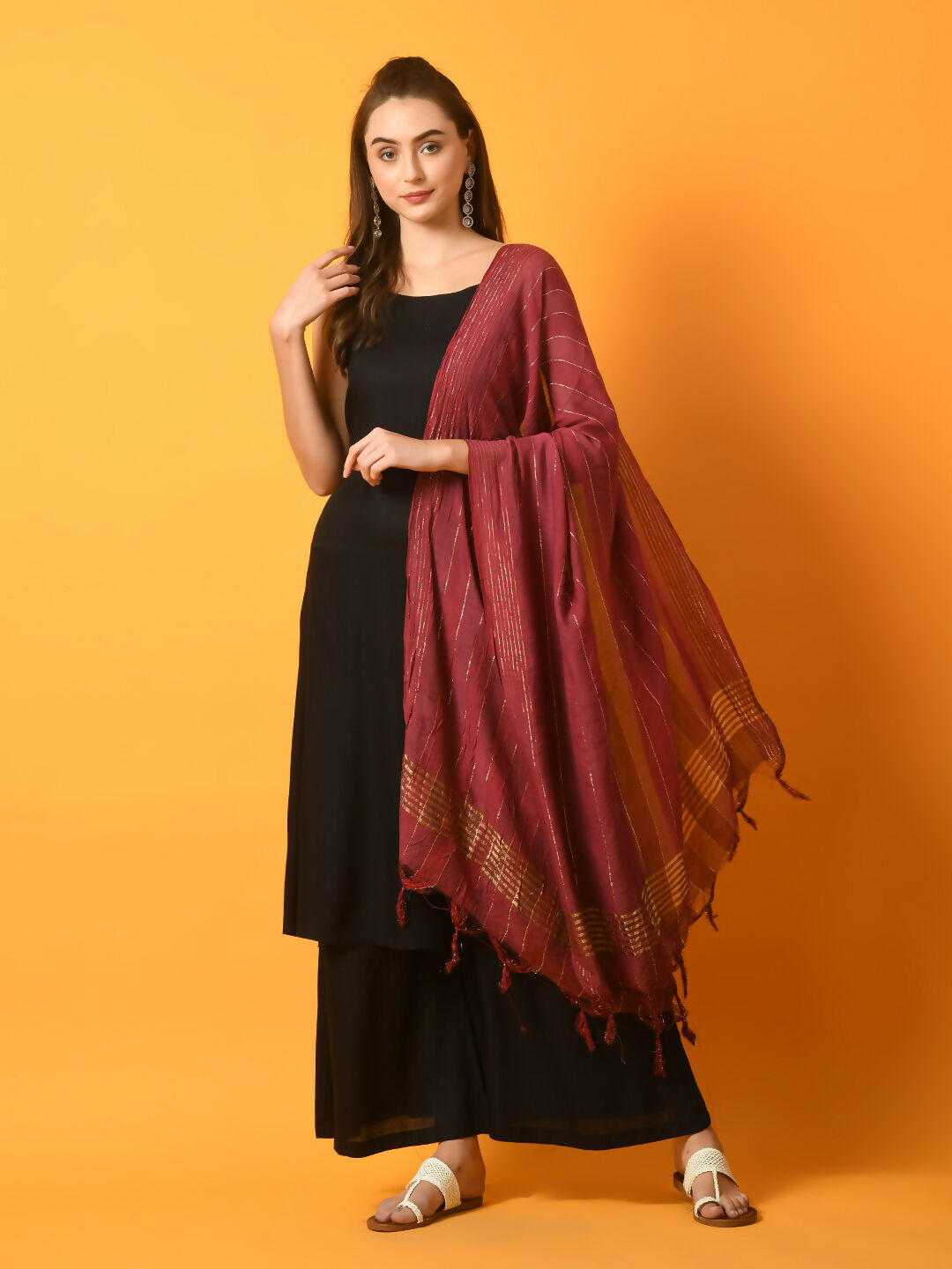 Myshka Women's Black Solid Anarkali Party Kurta Set With Dupatta - Distacart