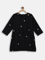 Thumbnail for Ahalyaa Black Crepe Kids Kurta Pants With Dupatta For Girls - Distacart