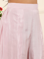 Thumbnail for Varanga Women Pink Pure Silk Gotta And Mirror Work Kaftan With Tulip Pants - Distacart