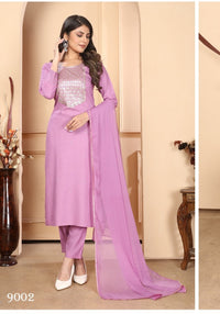 Thumbnail for NOZ2TOZ Women Party Wear Embroidery Worked Kurta With Pant And Dupatta Set - Onion
