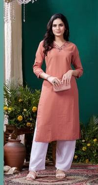 Thumbnail for Lyush Women Party Wear Hand Embroidery Worked Kurta With Pant - Pink