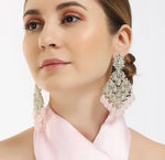 Thumbnail for Jewel City Luxurious Pink Chandelier Earrings - Traditional Indian Statement Jewelry for Wedding & Festival Elegance