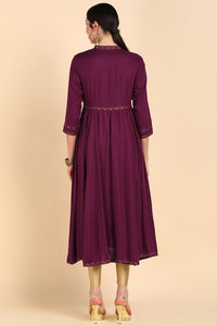 Thumbnail for Ahika Burgundy & Rosewood Thread Work Anarkali Kurta