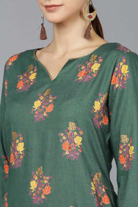 Thumbnail for Ahika Green Cotton A-Line Kurta