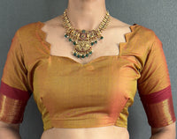 Thumbnail for Malishka Export Cotton Silk Woven Ready To Wear Saree With Blouse Piece - Brown