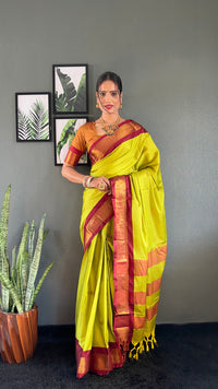Thumbnail for Malishka Export Cotton Silk Woven Ready To Wear Saree With Blouse Piece - Brown