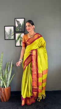 Thumbnail for Malishka Export Cotton Silk Woven Ready To Wear Saree With Blouse Piece - Brown