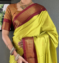 Thumbnail for Malishka Export Cotton Silk Woven Ready To Wear Saree With Blouse Piece - Brown