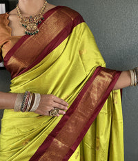 Thumbnail for Malishka Export Cotton Silk Woven Ready To Wear Saree With Blouse Piece - Brown