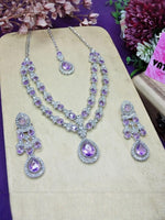 Thumbnail for Jewel City Teardrop Bridal Necklace Set with Earrings & Maang Tikka - Ethnic Wedding Jewelry for Brides & Parties