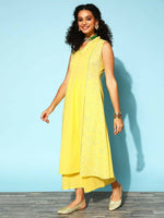 Thumbnail for Ahalyaa Women Yellow Colour Cotton Printed Kurta Palazzo Set - Distacart