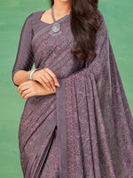 Thumbnail for NOZ2TOZ Women's Crepe Mauve Printed Designer Saree With Blouse Piece - Distacart