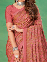 Thumbnail for NOZ2TOZ Women's Crepe Pink Printed Designer Saree With Blouse Piece - Distacart