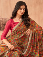 Thumbnail for NOZ2TOZ Women's Crepe Red Printed Designer Saree With Blouse Piece - Distacart