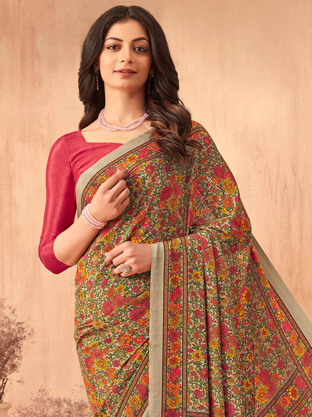 NOZ2TOZ Women's Crepe Red Printed Designer Saree With Blouse Piece - Distacart