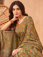 Thumbnail for NOZ2TOZ Women's Crepe Rust Printed Designer Saree With Blouse Piece - Distacart