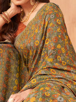Thumbnail for NOZ2TOZ Women's Crepe Rust Printed Designer Saree With Blouse Piece - Distacart