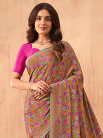 Thumbnail for NOZ2TOZ Women's Crepe Pink Printed Designer Saree With Blouse Piece - Distacart