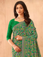 Thumbnail for NOZ2TOZ Women's Crepe Green Printed Designer Saree With Blouse Piece - Distacart