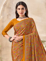 Thumbnail for NOZ2TOZ Women's Crepe Mustard Printed Designer Saree With Blouse Piece - Distacart