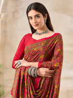 Thumbnail for NOZ2TOZ Women's Crepe Red Printed Designer Saree With Blouse Piece - Distacart