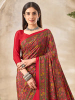Thumbnail for NOZ2TOZ Women's Crepe Red Printed Designer Saree With Blouse Piece - Distacart