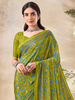 Thumbnail for NOZ2TOZ Women's Crepe Light Green Printed Designer Saree With Blouse Piece - Distacart
