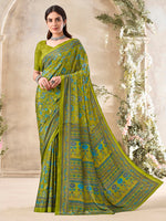 Thumbnail for NOZ2TOZ Women's Crepe Light Green Printed Designer Saree With Blouse Piece - Distacart