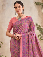 Thumbnail for NOZ2TOZ Women's Crepe Peach Printed Designer Saree With Blouse Piece - Distacart