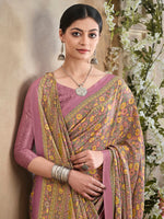 Thumbnail for NOZ2TOZ Women's Crepe Mauve Printed Designer Saree With Blouse Piece - Distacart