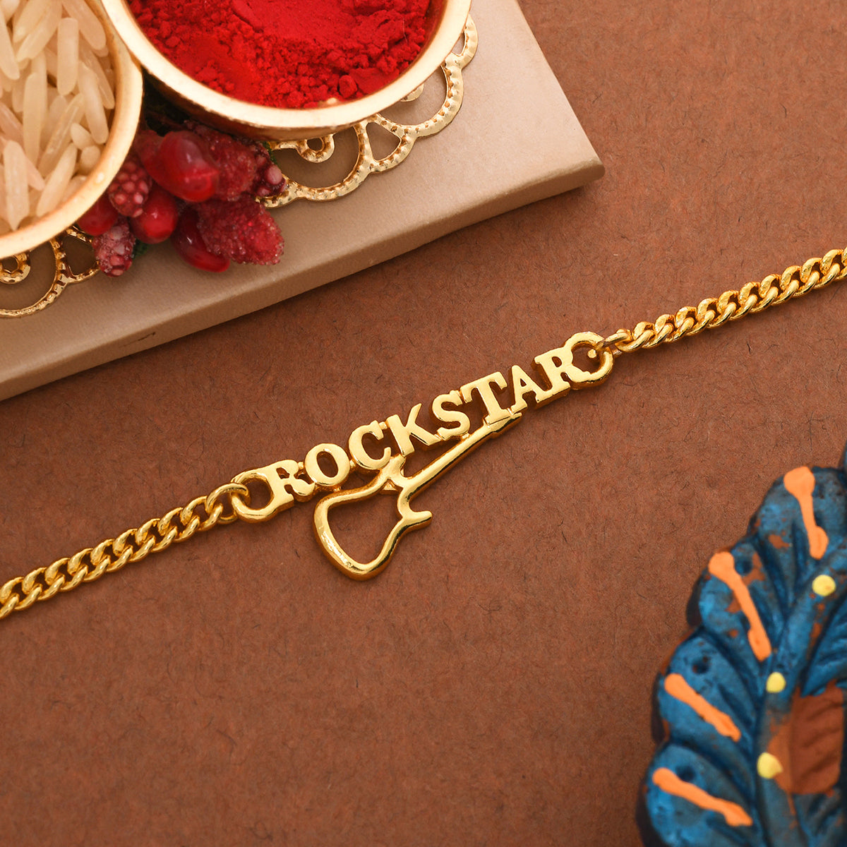 trueBrowns Gold Tone ROCKSTAR Rakhi