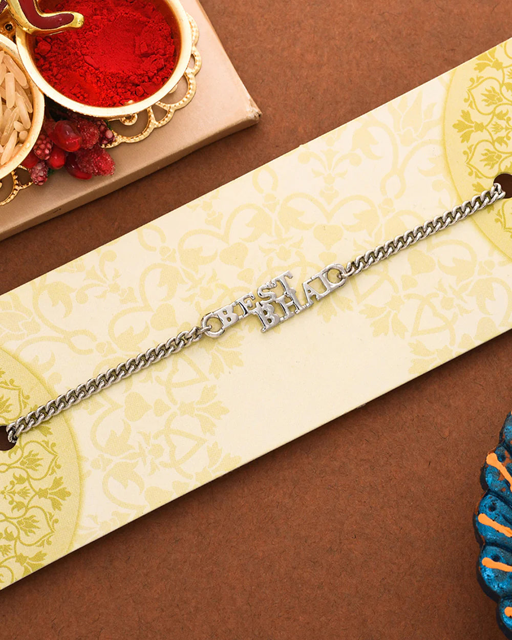 trueBrowns Silver Tone Best Bhai Bracelet Style Rakhi