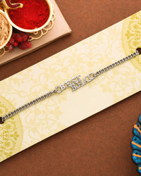 Thumbnail for trueBrowns Silver Tone Best Bhai Bracelet Style Rakhi