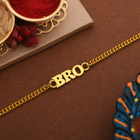 Thumbnail for trueBrowns Gold Tone Fashionable BRO Rakhi