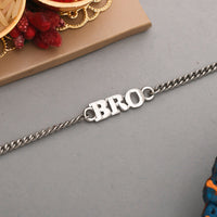 Thumbnail for trueBrowns Silver Tone Fashionable BRO Bracelet Rakhi