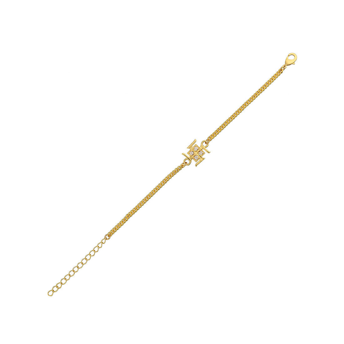 trueBrowns Auspicious Swastik Gold Plated Bracelet Style Rakhi