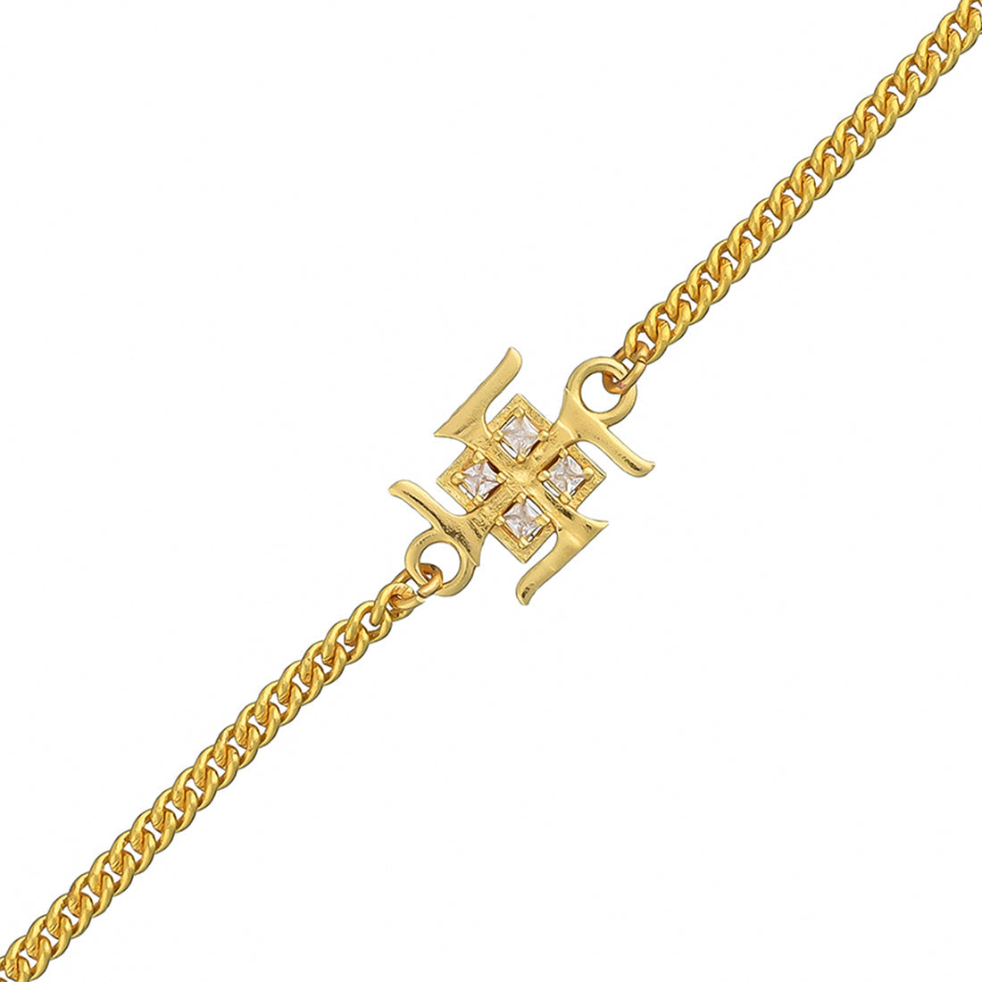 trueBrowns Auspicious Swastik Gold Plated Bracelet Style Rakhi