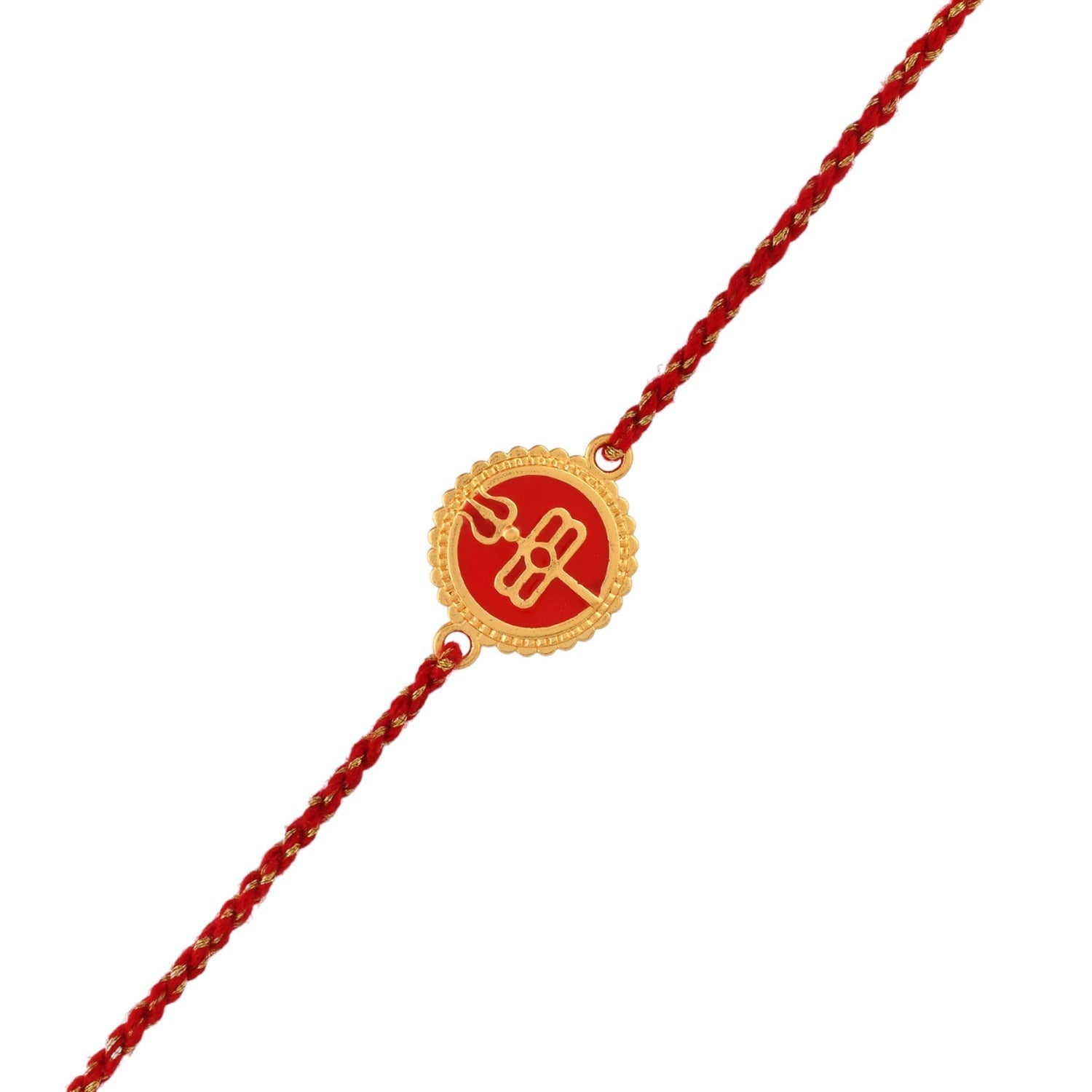 trueBrowns X Voylla Red Enamel And Gold Rudra-Tilaka Rakhi For Brother - Distacart